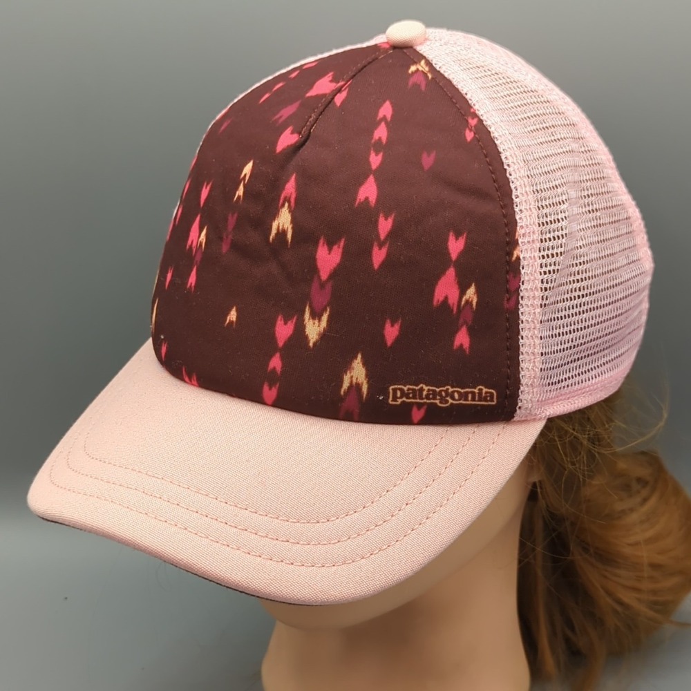 Patagonia Wish Tails Ruby Red Pink Duckbill Trucker Hat Cap Snapback One Size